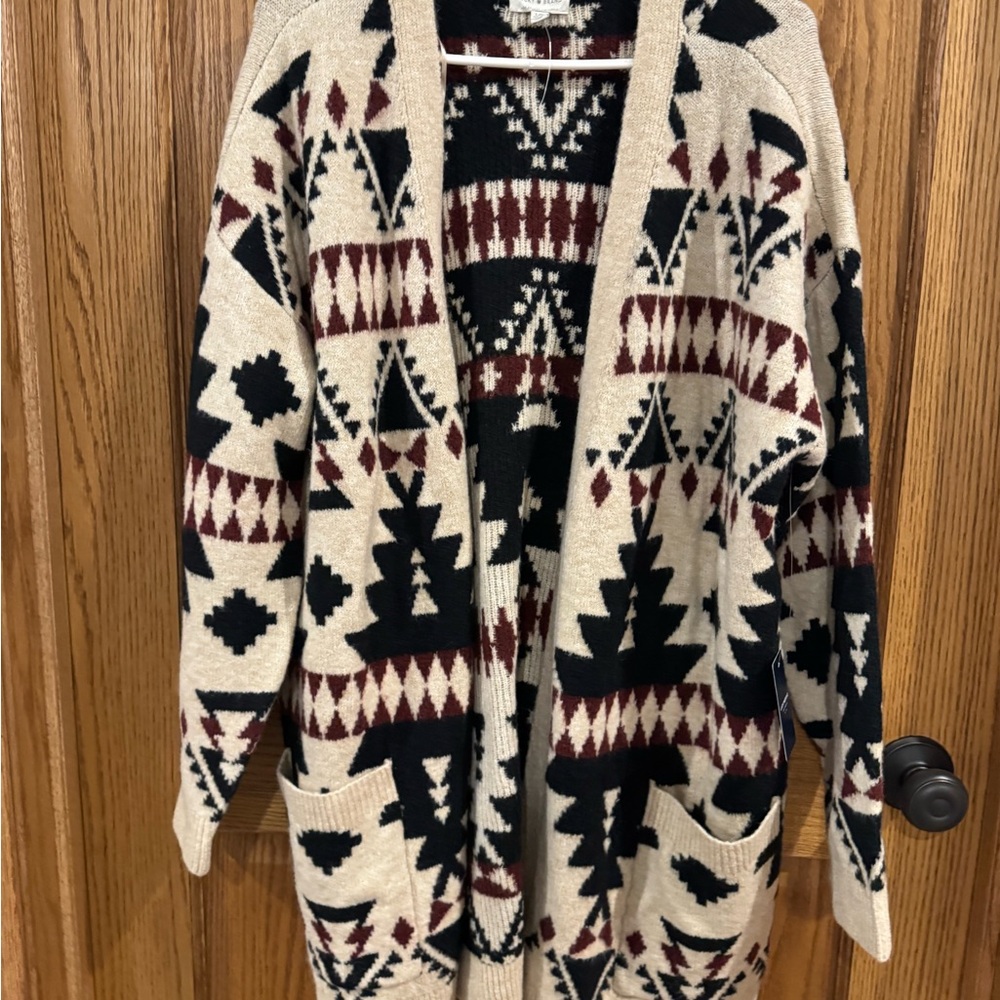 Lucky Brand Southwestern Aztec Open Cardigan NWT L - Picture 2 of 10